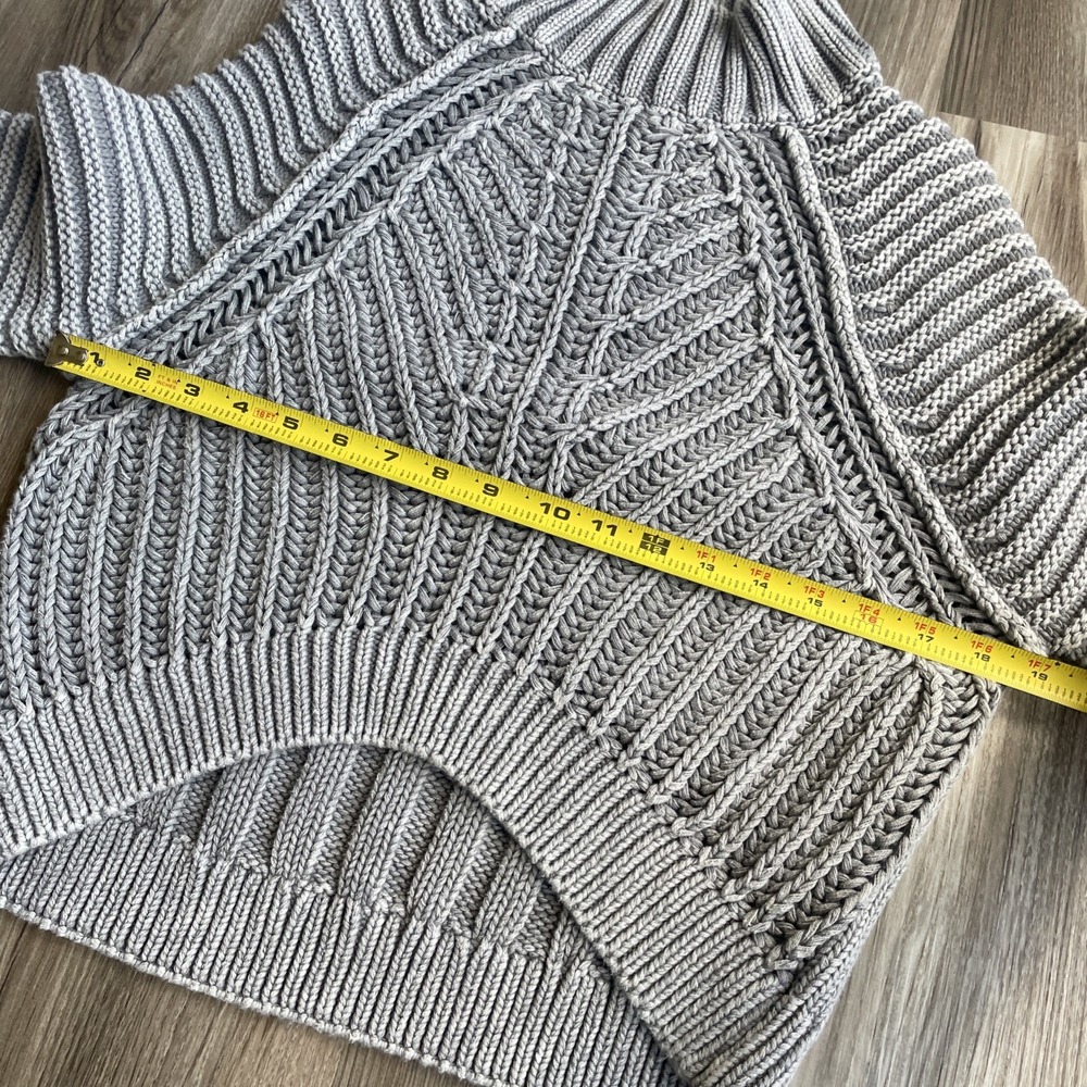 Free People Gray Chunky Sweetheart Sweater XS Boho Cropped Baggy Oversized - Picture 5 of 6